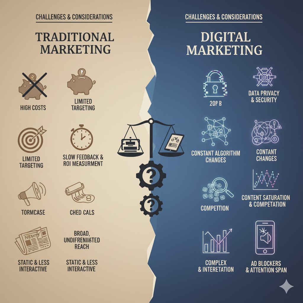 challenges and consideration of traditional and digital marketing